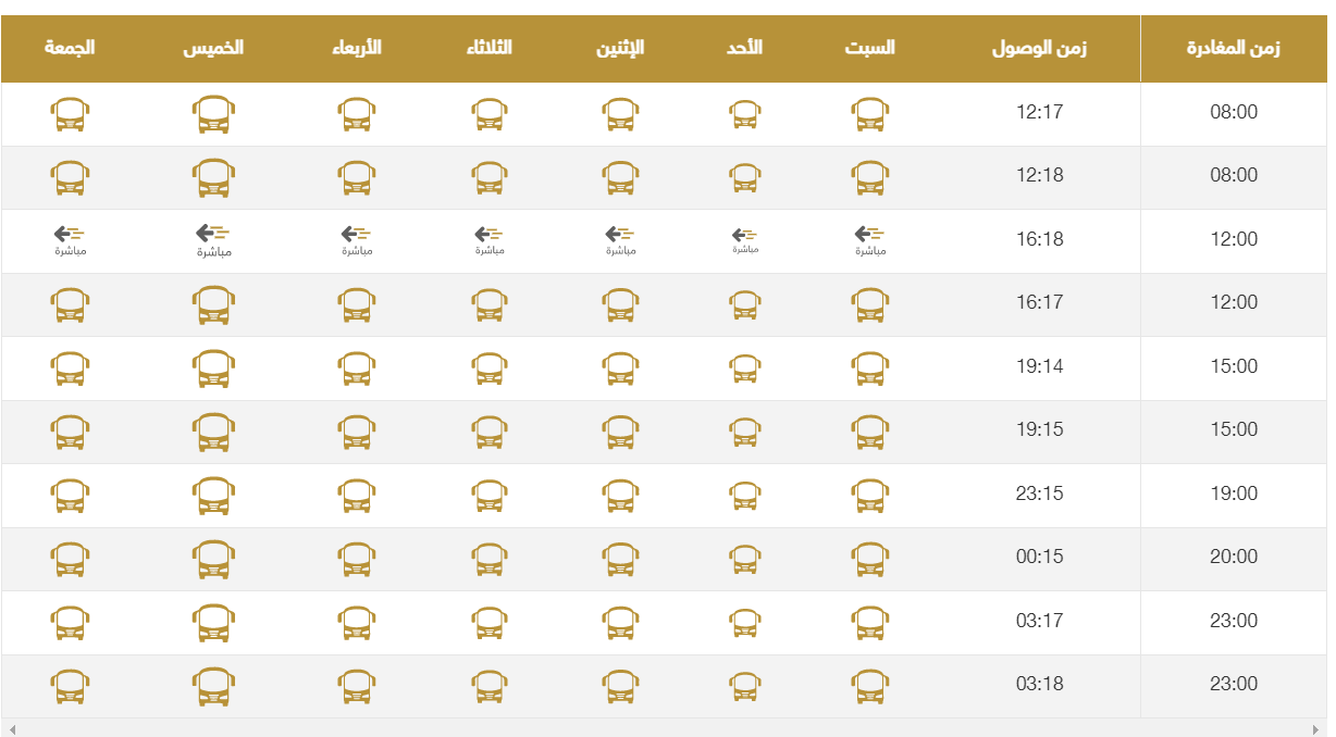 مواعيد رحلات النقل الجماعي من الرياض الى الاحساء